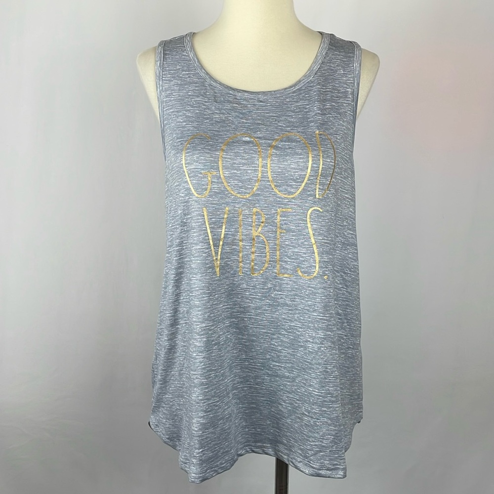 Ultra Soft RAE DUNN "GOOD VIBES" Racerback Tank Top - Size Medium